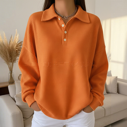Casual Collared Button-Up Top