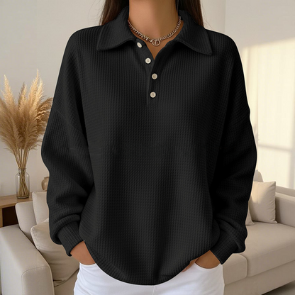 Casual Collared Button-Up Top