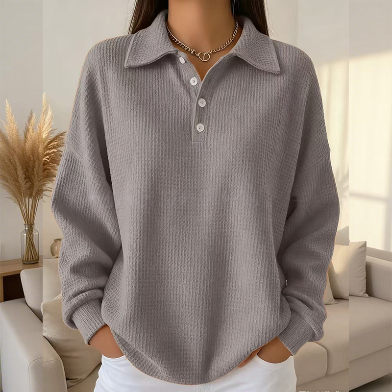 Casual Collared Button-Up Top