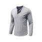 Men's Solid Color Button Neck T-Shirt