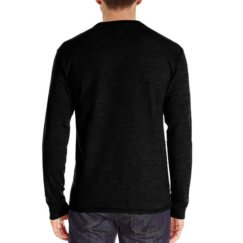 Men's Solid Color Button Neck T-Shirt