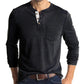 Men's Solid Color Button Neck T-Shirt