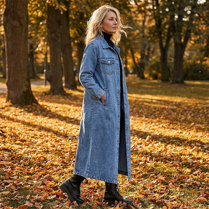 📢📢70% OFF !!!⏰Women’s Casual Longline Button-Up Denim Coat