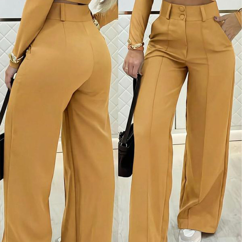 🌸LAST DAY OF SPECIAL OFFER - 60% OFF💕Women's High-Waist Wide-Leg Solid Color Trousers