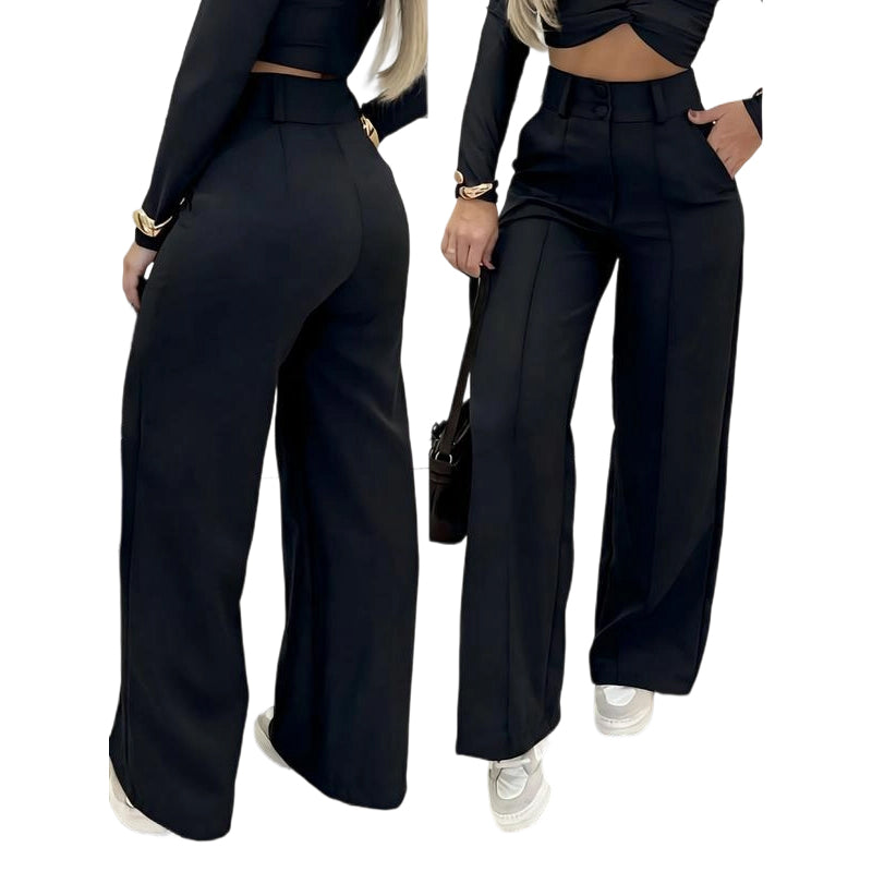 🌸LAST DAY OF SPECIAL OFFER - 60% OFF💕Women's High-Waist Wide-Leg Solid Color Trousers