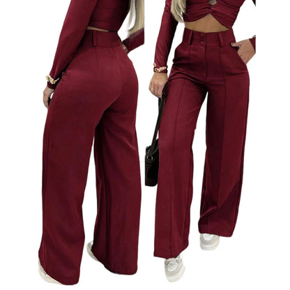 🌸LAST DAY OF SPECIAL OFFER - 60% OFF💕Women's High-Waist Wide-Leg Solid Color Trousers
