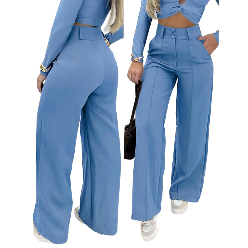 🌸LAST DAY OF SPECIAL OFFER - 60% OFF💕Women's High-Waist Wide-Leg Solid Color Trousers