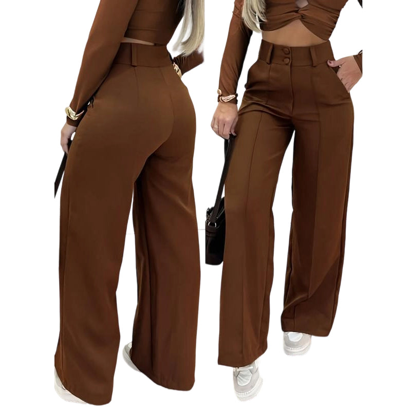 🌸LAST DAY OF SPECIAL OFFER - 60% OFF💕Women's High-Waist Wide-Leg Solid Color Trousers