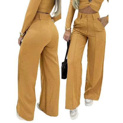 🌸LAST DAY OF SPECIAL OFFER - 60% OFF💕Women's High-Waist Wide-Leg Solid Color Trousers