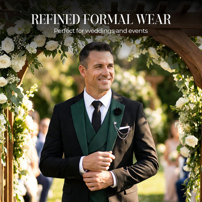 💎50% OFF 💎 Modern Contrast Color Wedding Suit – 3-Piece Slim-Fit Set in Bold Black & Light Blue (8 Colors!) 👔✨
