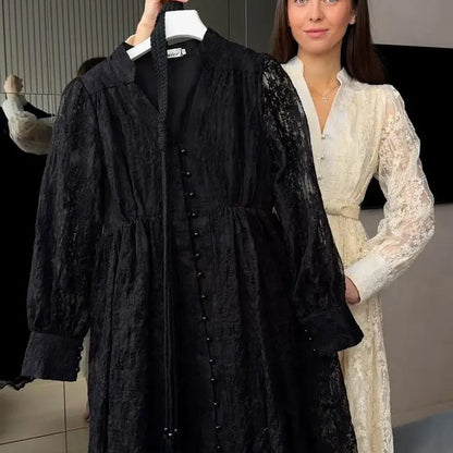 💐 2026 Fresh Wardrobe | Vintage Embroidered Lantern Dress | Perfect for Daily Elegance ✨【-60%】