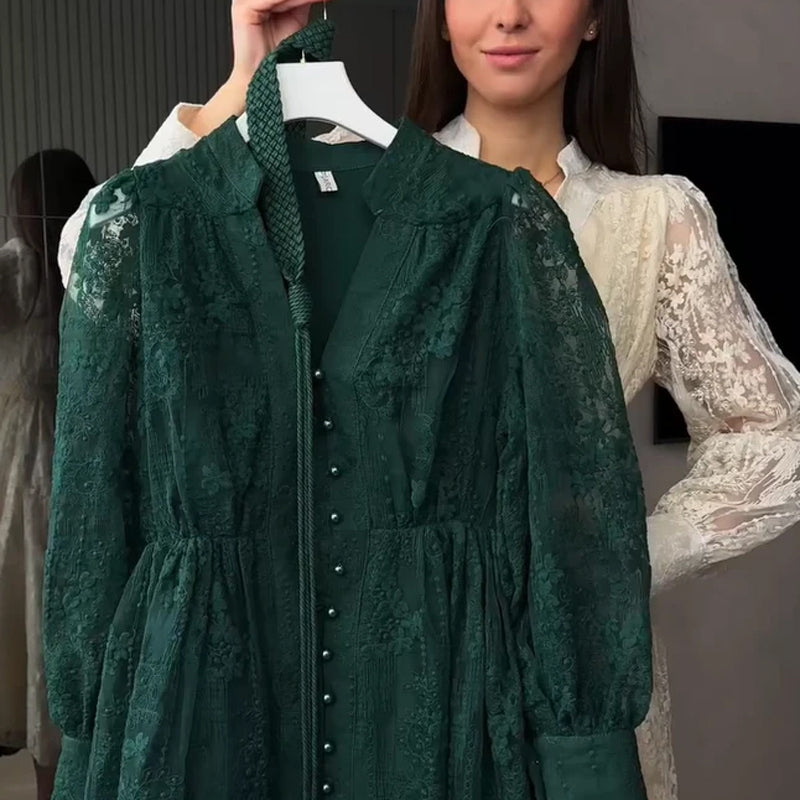 💐 2026 Fresh Wardrobe | Vintage Embroidered Lantern Dress | Perfect for Daily Elegance ✨【-60%】