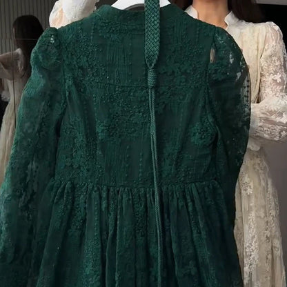 💐 2026 Fresh Wardrobe | Vintage Embroidered Lantern Dress | Perfect for Daily Elegance ✨【-60%】
