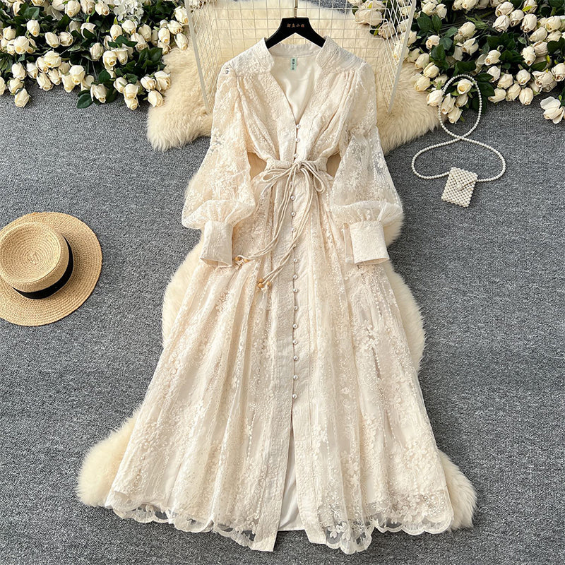 💐 2026 Fresh Wardrobe | Vintage Embroidered Lantern Dress | Perfect for Daily Elegance ✨【-60%】