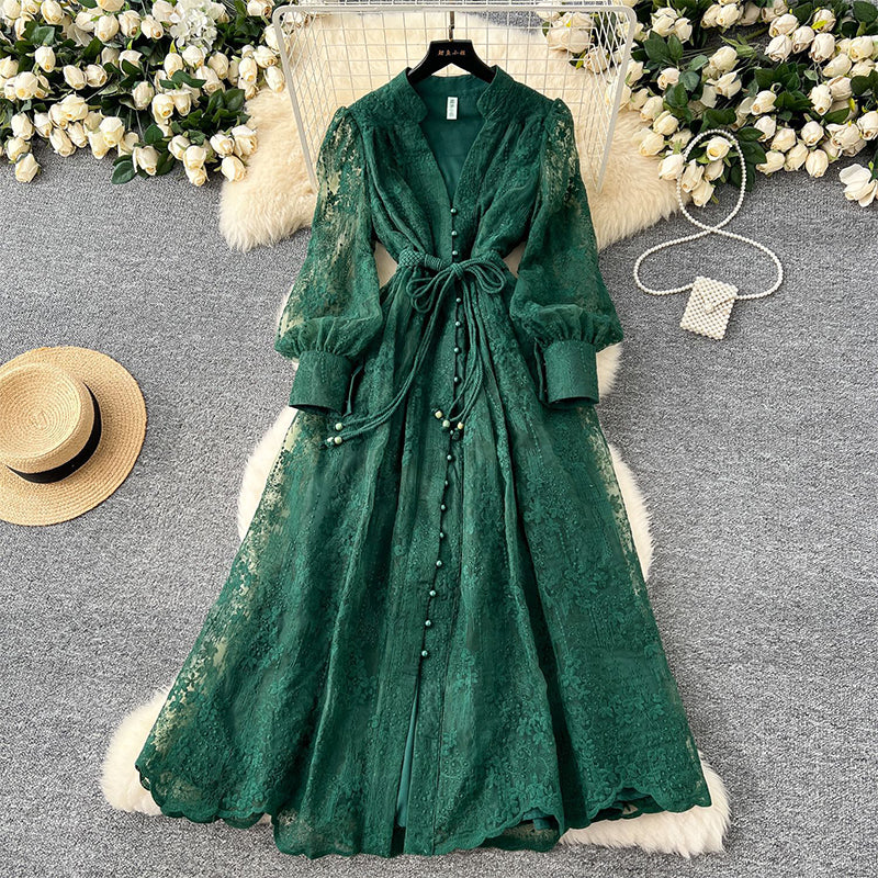 💐 2026 Fresh Wardrobe | Vintage Embroidered Lantern Dress | Perfect for Daily Elegance ✨【-60%】