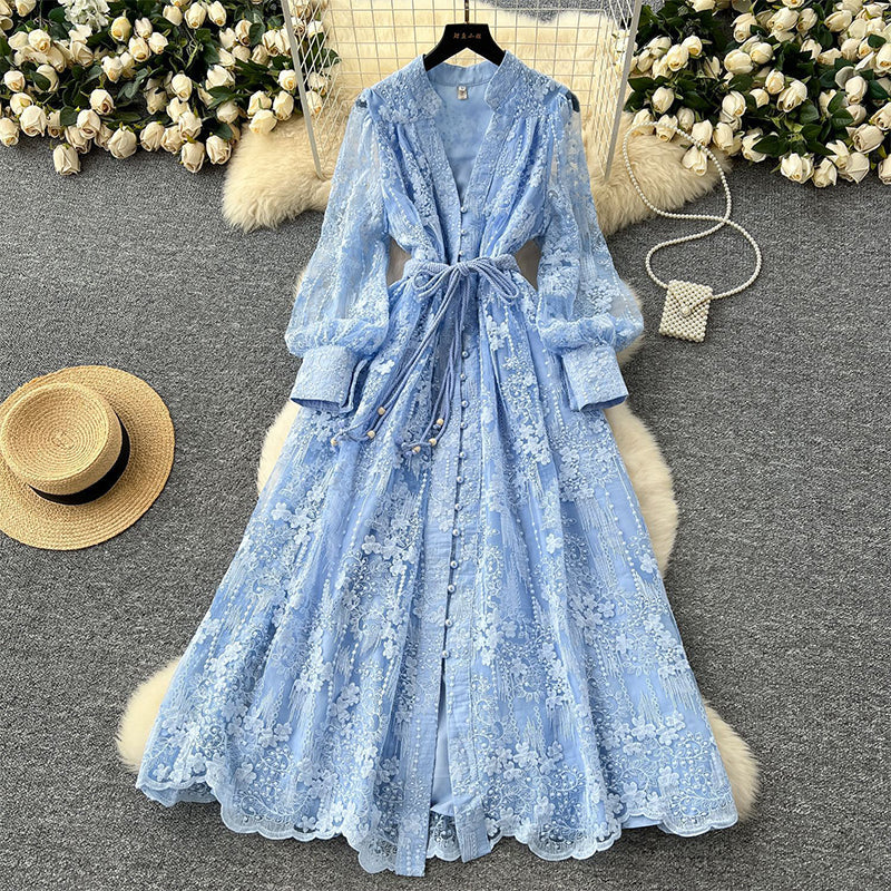 💐 2026 Fresh Wardrobe | Vintage Embroidered Lantern Dress | Perfect for Daily Elegance ✨【-60%】