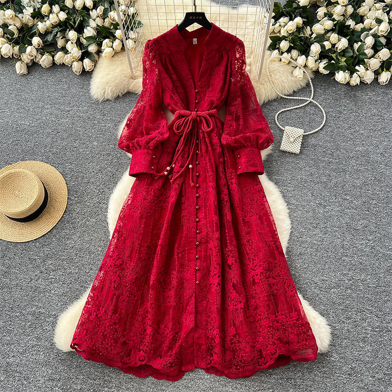 💐 2026 Fresh Wardrobe | Vintage Embroidered Lantern Dress | Perfect for Daily Elegance ✨【-60%】