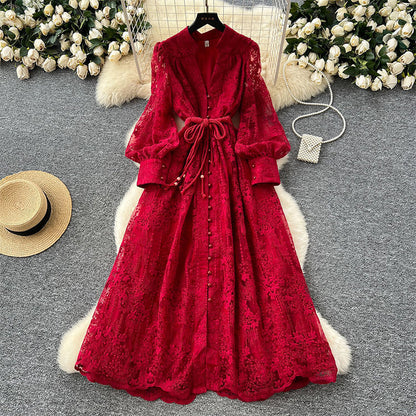 💐 2026 Fresh Wardrobe | Vintage Embroidered Lantern Dress | Perfect for Daily Elegance ✨【-60%】