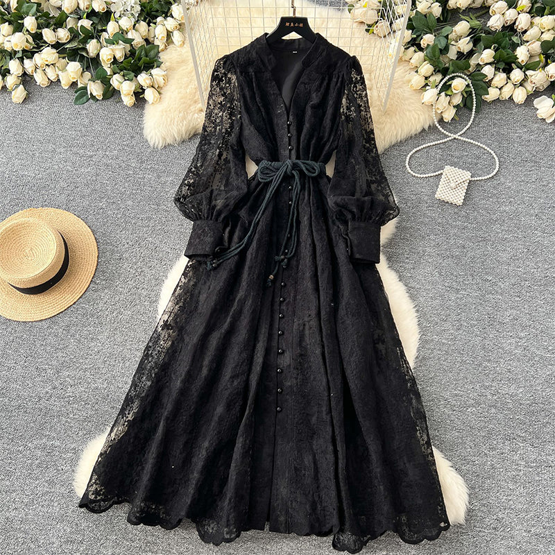 💐 2026 Fresh Wardrobe | Vintage Embroidered Lantern Dress | Perfect for Daily Elegance ✨【-60%】