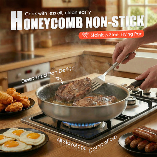 🔥Honeycomb Non-Stick Stainless Steel Frying Pan🍳