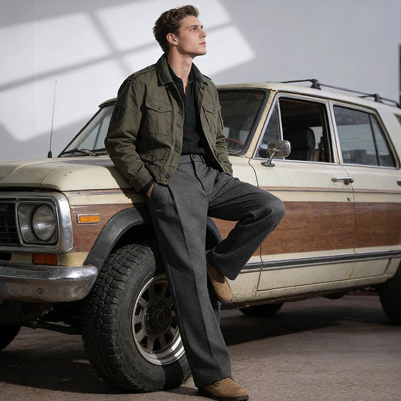 🔥 New for 2026✨Men’s Loose-Fit Formal Trousers – Vintage-Style Pleated Design
