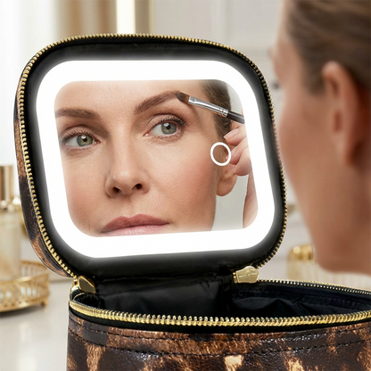 Travel Makeup Case with LED Lighted Mirror