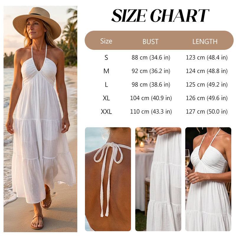 💃New Arrival Special ✨30K+ SOLD🌸Halter Neck Backless Tiered Maxi Dress
