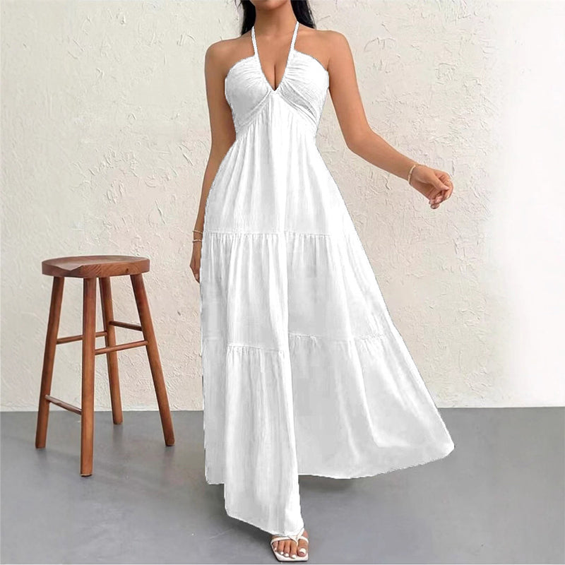 💃New Arrival Special ✨30K+ SOLD🌸Halter Neck Backless Tiered Maxi Dress