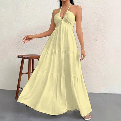💃New Arrival Special ✨30K+ SOLD🌸Halter Neck Backless Tiered Maxi Dress