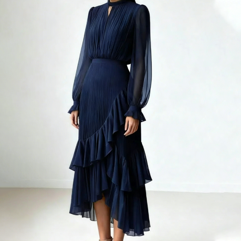 🎁New arrival 50% OFF💥Women's Keyhole Neckline Ruffled Midi Dress