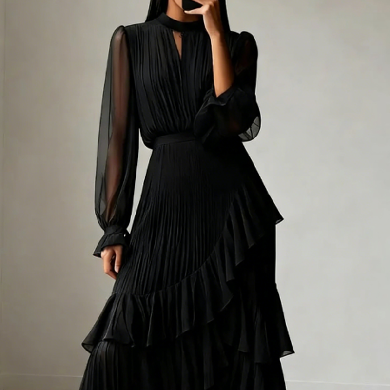 🎁New arrival 50% OFF💥Women's Keyhole Neckline Ruffled Midi Dress