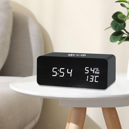LED Digital Alarm Clock with Wireless Charging Station