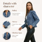 Women's Ruffle Trim Open-Front Denim Jacket