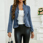 Women's Ruffle Trim Open-Front Denim Jacket