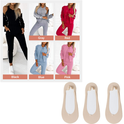 Women's Casual 3-Piece Set - Jacket, Tank Top & Pants