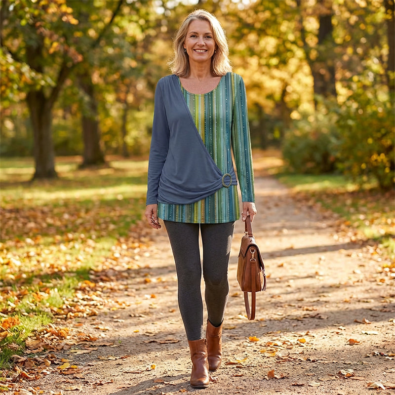 Long Sleeve Striped Patchwork T-Shirt