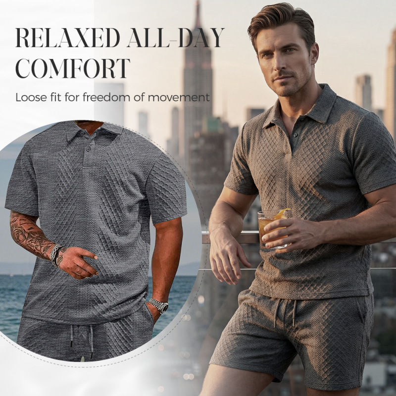 👕Men's Diamond Print Suit✨Easy to match, casual and loose fit, versatile collar, one piece is all you need for home or outings🛋️