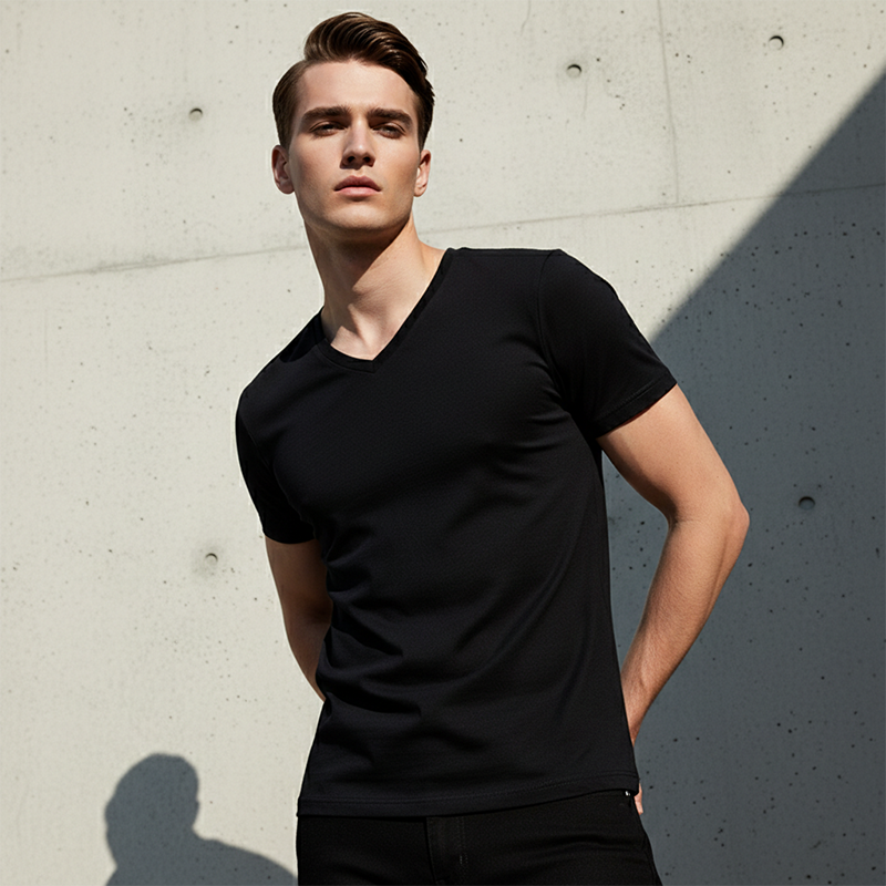 Unisex Classic V-Neck Cotton Short Sleeve T-Shirt