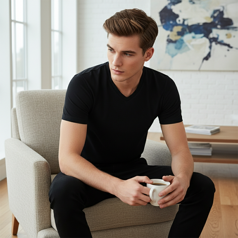 Unisex Classic V-Neck Cotton Short Sleeve T-Shirt