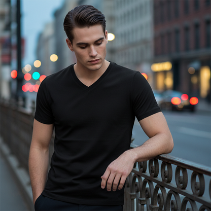 Unisex Classic V-Neck Cotton Short Sleeve T-Shirt