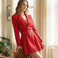 Sparkling V-Neck Blazer Dress with Belt