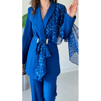🔥Limited-time offer-Women's Leopard Accent Blazer & Pants Set