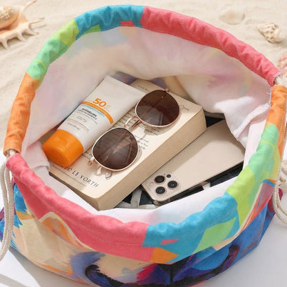 🥳2026 HOT SALE🥳LIMITED TIME 50% OFF!🏖️2-in-1 Printed Beach Towel Backpack