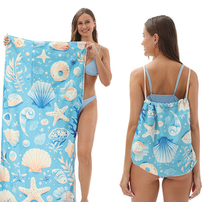 🥳2026 HOT SALE🥳LIMITED TIME 50% OFF!🏖️2-in-1 Printed Beach Towel Backpack