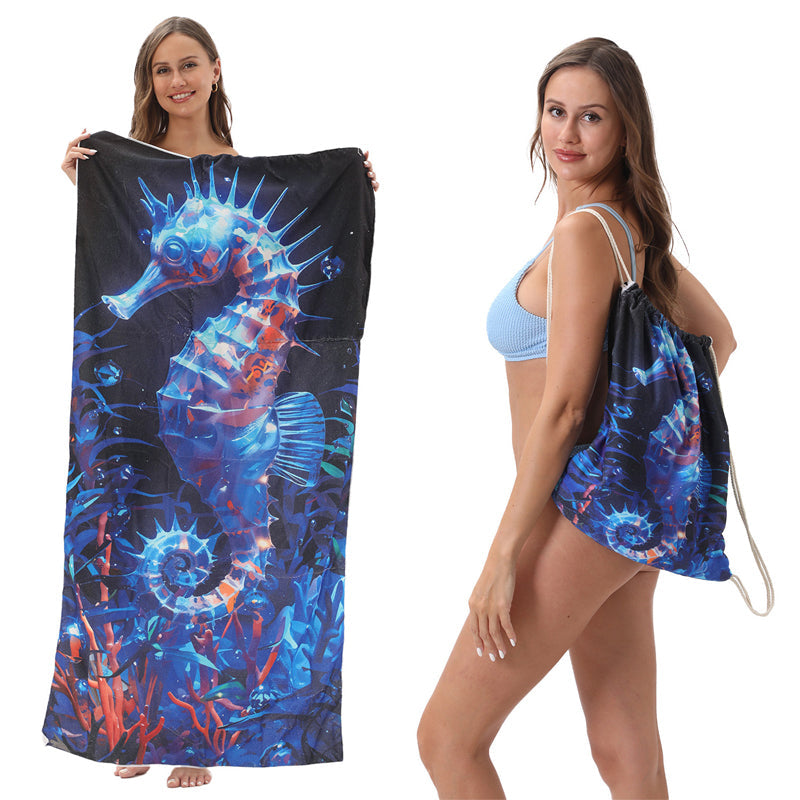 🥳2026 HOT SALE🥳LIMITED TIME 50% OFF!🏖️2-in-1 Printed Beach Towel Backpack