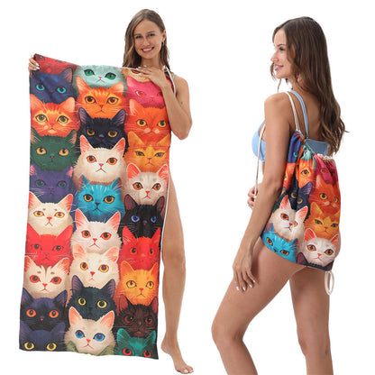 🥳2026 HOT SALE🥳LIMITED TIME 50% OFF!🏖️2-in-1 Printed Beach Towel Backpack