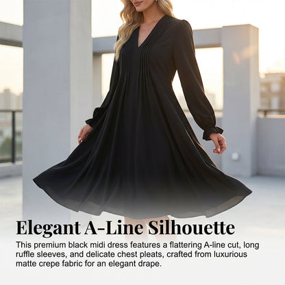 Women's V-Neck Long Sleeve Dress