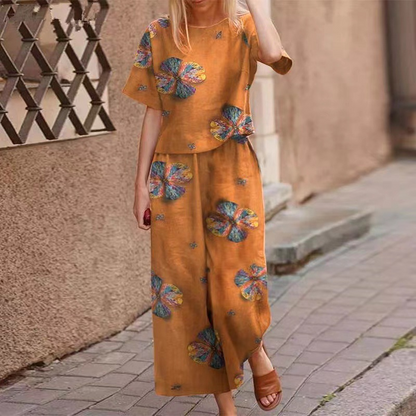 🔥✨50% Off⏰Women's Loose Print Top ＆ Pants 2-Piece Set