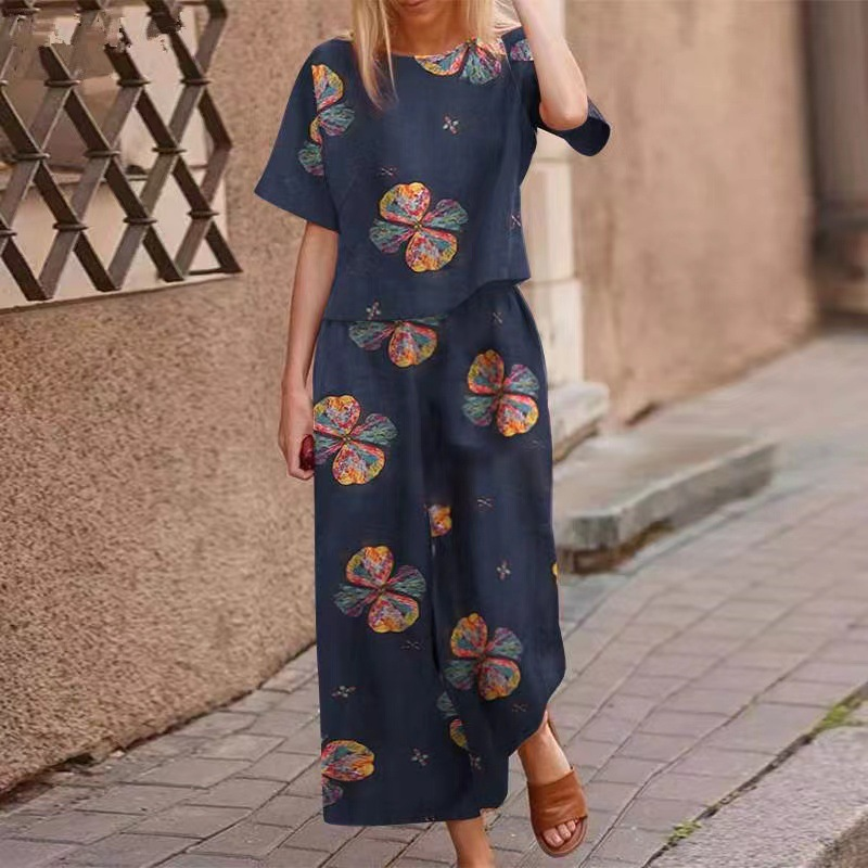 🔥✨50% Off⏰Women's Loose Print Top ＆ Pants 2-Piece Set