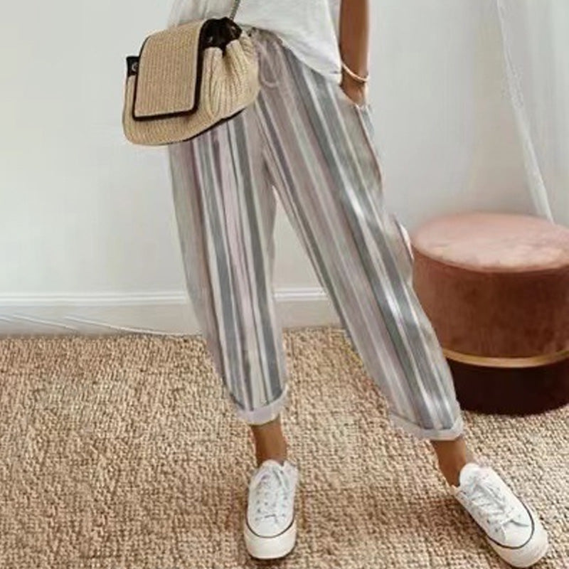💕What Should I Wear Tomorrow?💕Effortless Style & Comfort With Our Striped Linen Cotton Trousers For Women 👖✨